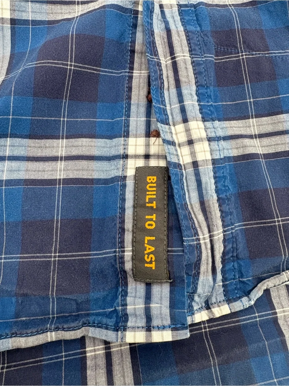 Ariat Rebar Men’s L Tall Blue‎ Plaid Short Sleeve Button Down Work Shirt
